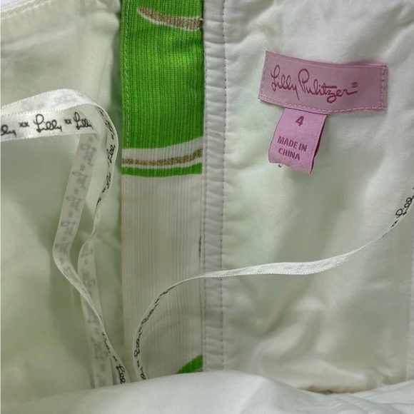 Lilly Pulitzer Dress Women’s 4 Mini Green White Leaf Print Zip - Picture 3 of 11
